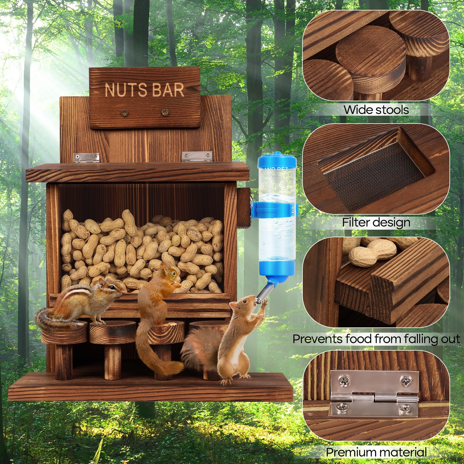 DAZUINIAO Squirrel Feeder Acrylic Shield: clear view of food, reduces spillage in rain