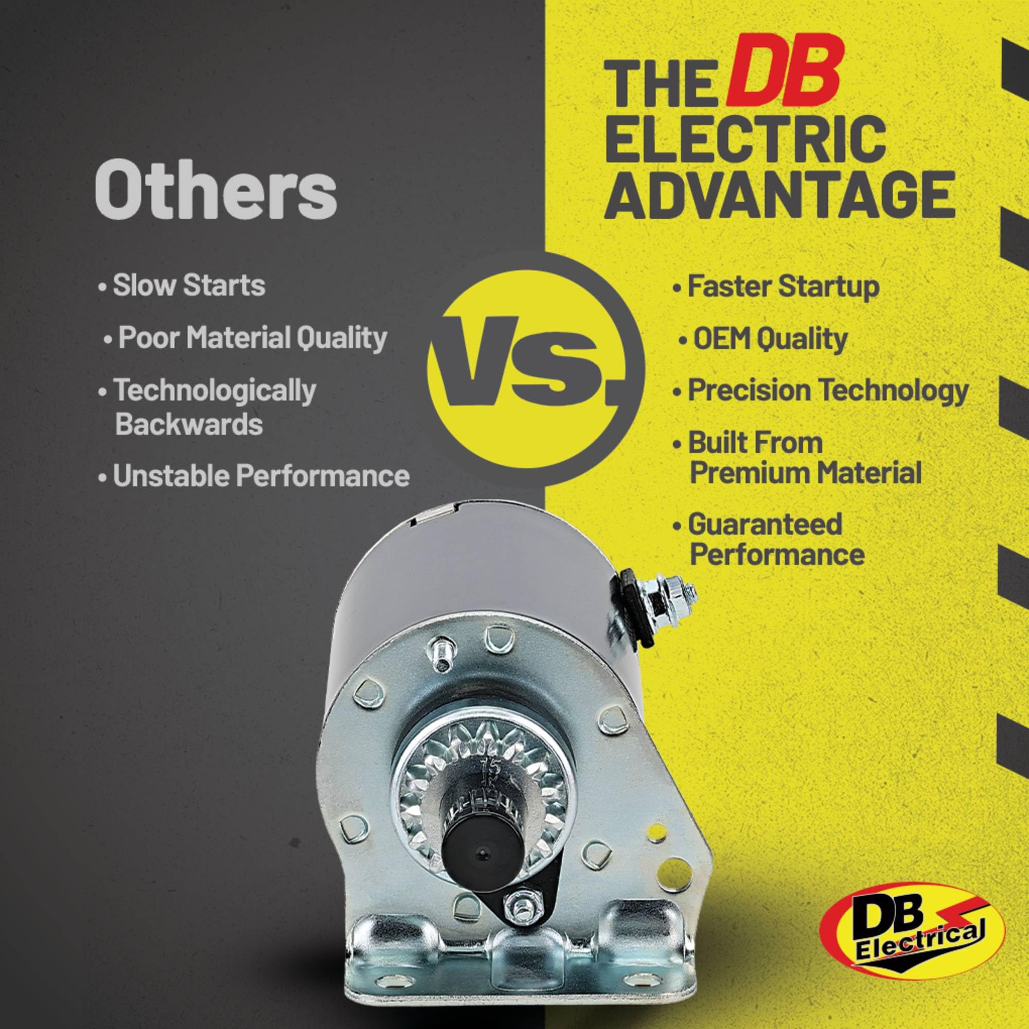 DB Electrical SBS0044 starter compact dimensions ideal for tight engine bays.