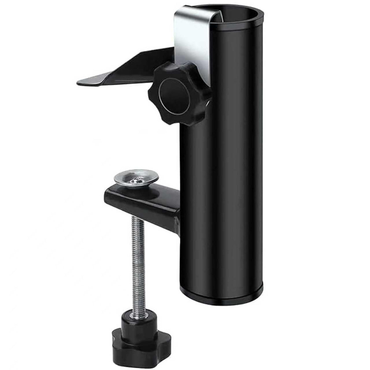 DBPBToU umbrella clamp on railing provides secure railing-mount shade.