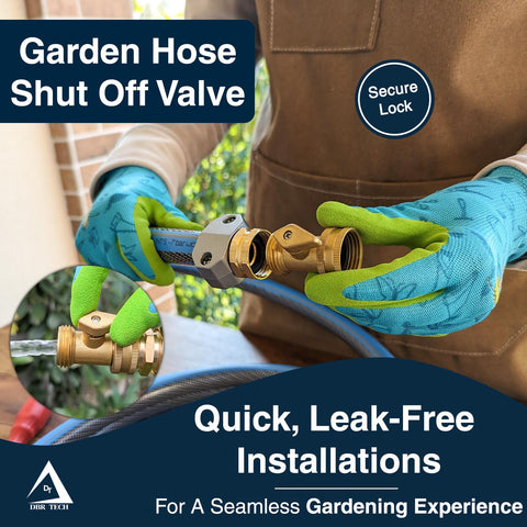 DBR Tech 3-4 brass valve mounted on hose showing universal fit
