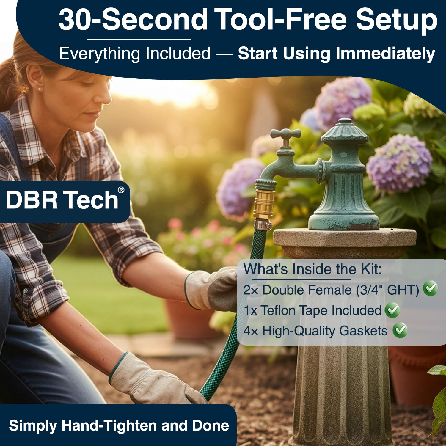 DBR Tech full-flow design ensures consistent water pressure and no flow restriction.
