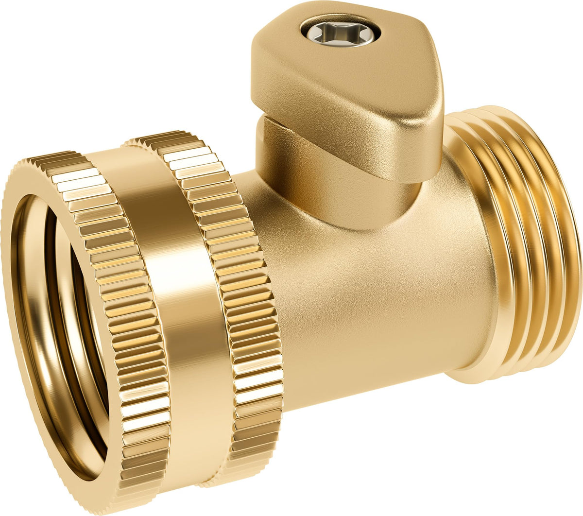 DBR Tech garden hose shut-off valve close-up brass handle for smooth operation