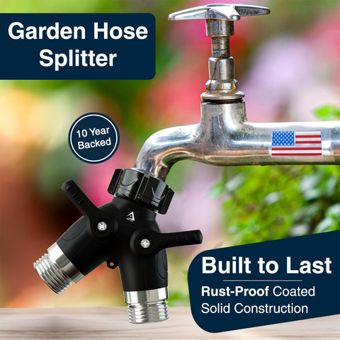 DBR Tech dual outlet hose splitter offers durable performance for two tasks.
