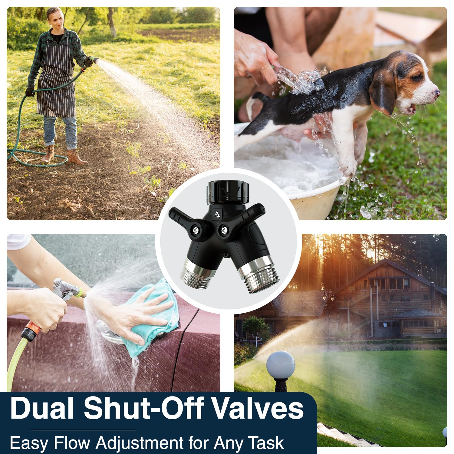 DBR Tech garden hose tee designed for reliable outdoor watering tasks.