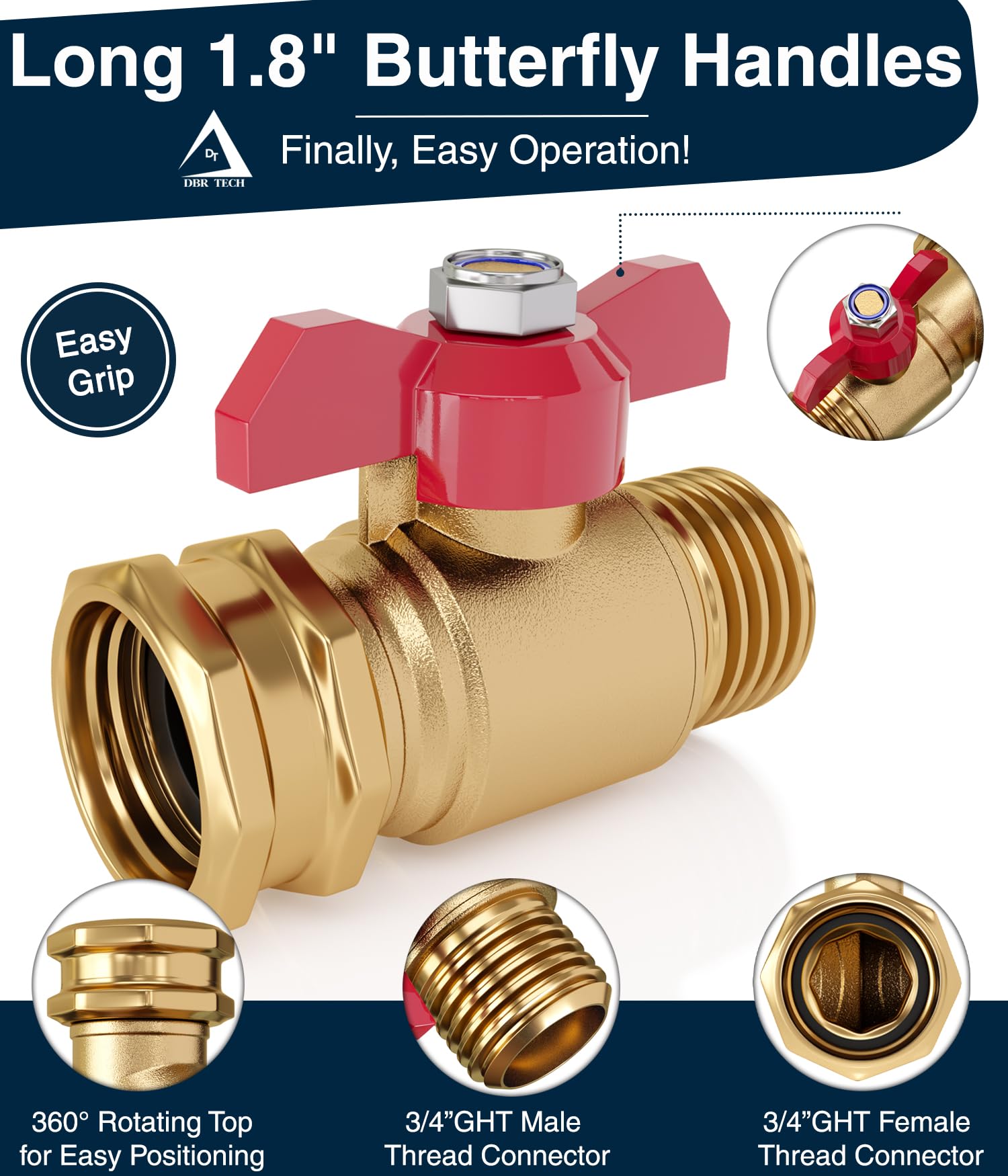 DBR Tech universal fit three-quarter garden hose thread compatibility