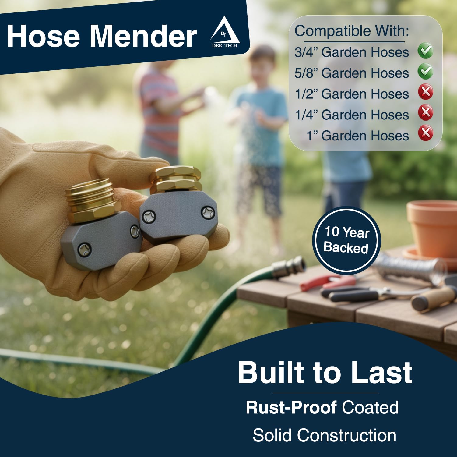 DBR Tech hose repair kit installation step demonstrates quick, tool-free setup for damaged hoses.