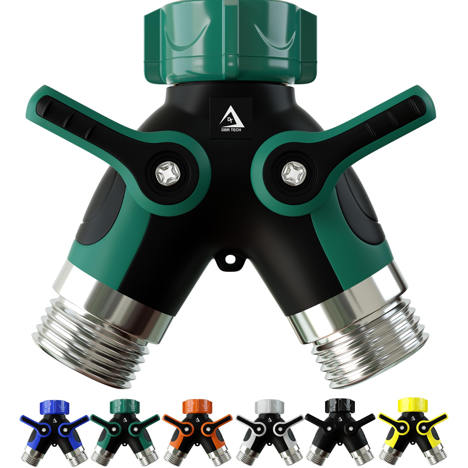 DBR Tech hose splitter 2 way front view for efficient dual watering setup