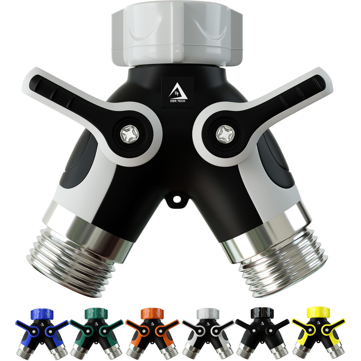 DBR Tech hose splitter two-way enhances dual-water setup for lawn care and car washing.