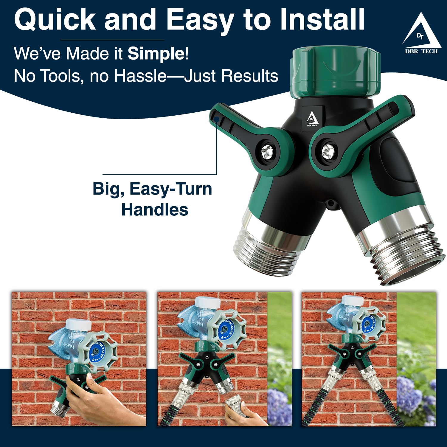 DBR Tech hose splitter dual valves in operation showing independent control