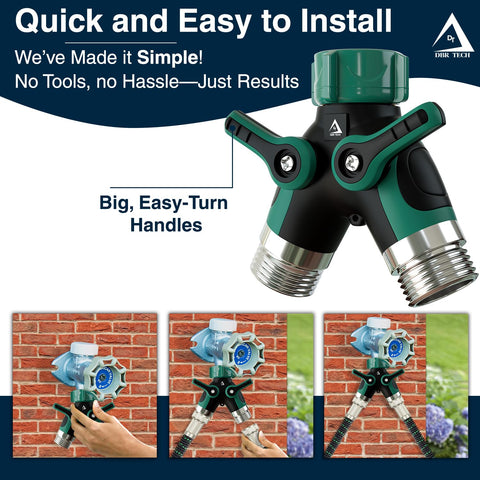 DBR Tech hose splitter dual valves in operation showing independent control
