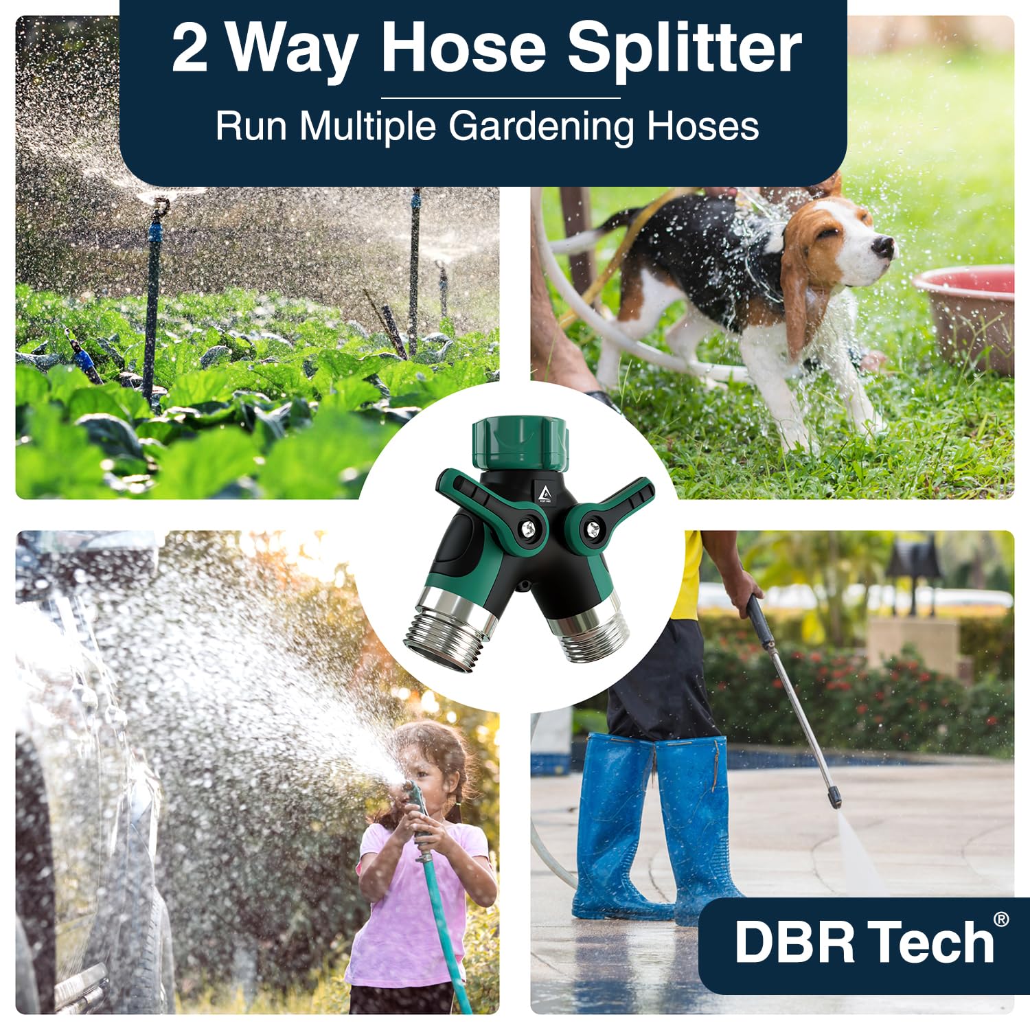 DBR Tech hose splitter easy installation on standard outdoor faucets