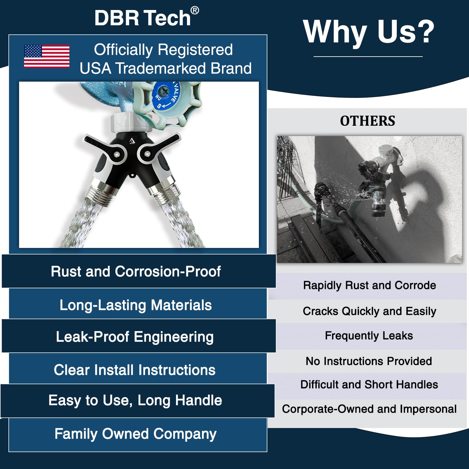DBR Tech hose splitter ideal for simultaneous garden watering and vehicle cleaning.