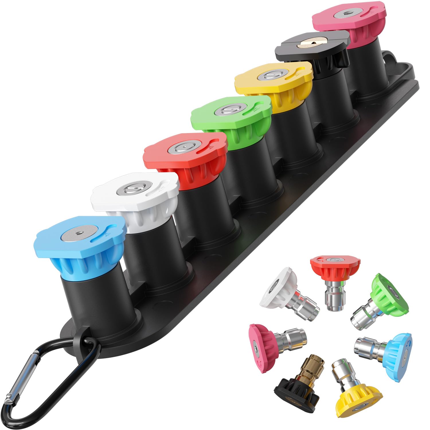 DBR Tech pressure washer nozzle holder showing organized tip storage and easy access