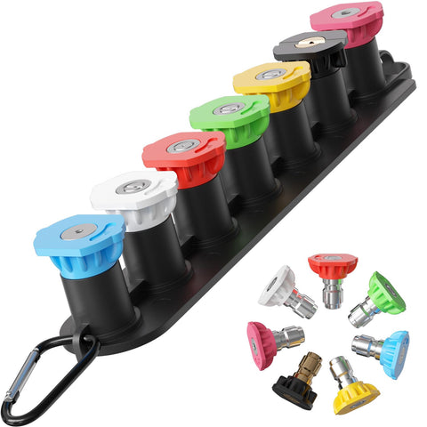 DBR Tech pressure washer nozzle holder showing organized tip storage and easy access