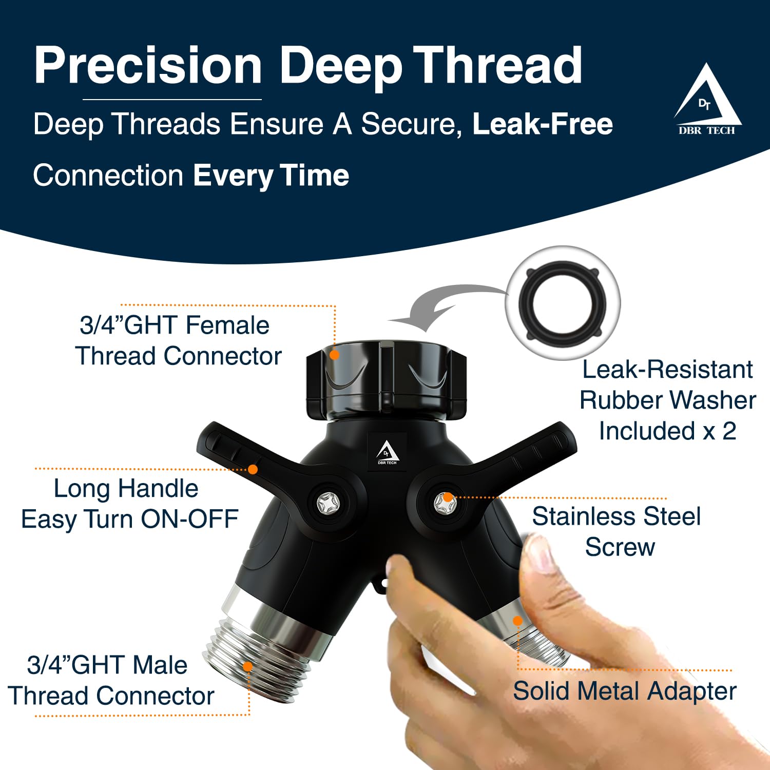 DBR Tech rust-resistant outdoor hose connector built for long-lasting use.
