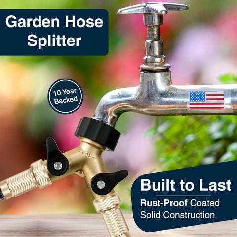 DBR Tech two-way hose splitter enables full-flow watering.