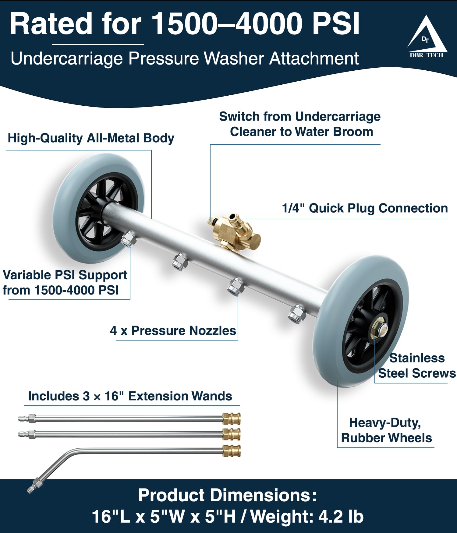 DBR Tech undercarriage cleaner with brush for durable performance