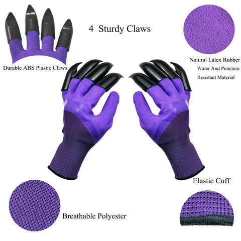DCCPAA garden gloves with claws green for digging, waterproof protection
