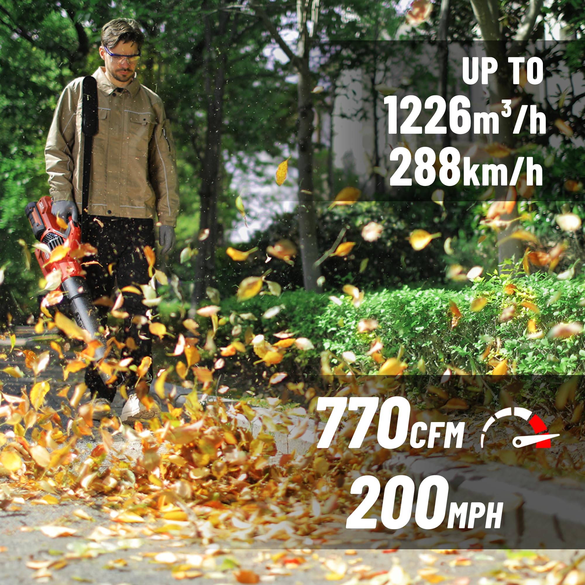 DCK58V leaf blower lightweight design favors easy handling.