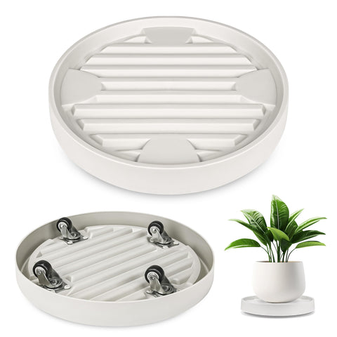 Dcpes 12-inch plant caddy with hidden wheels for cleaner look and easy mobility.