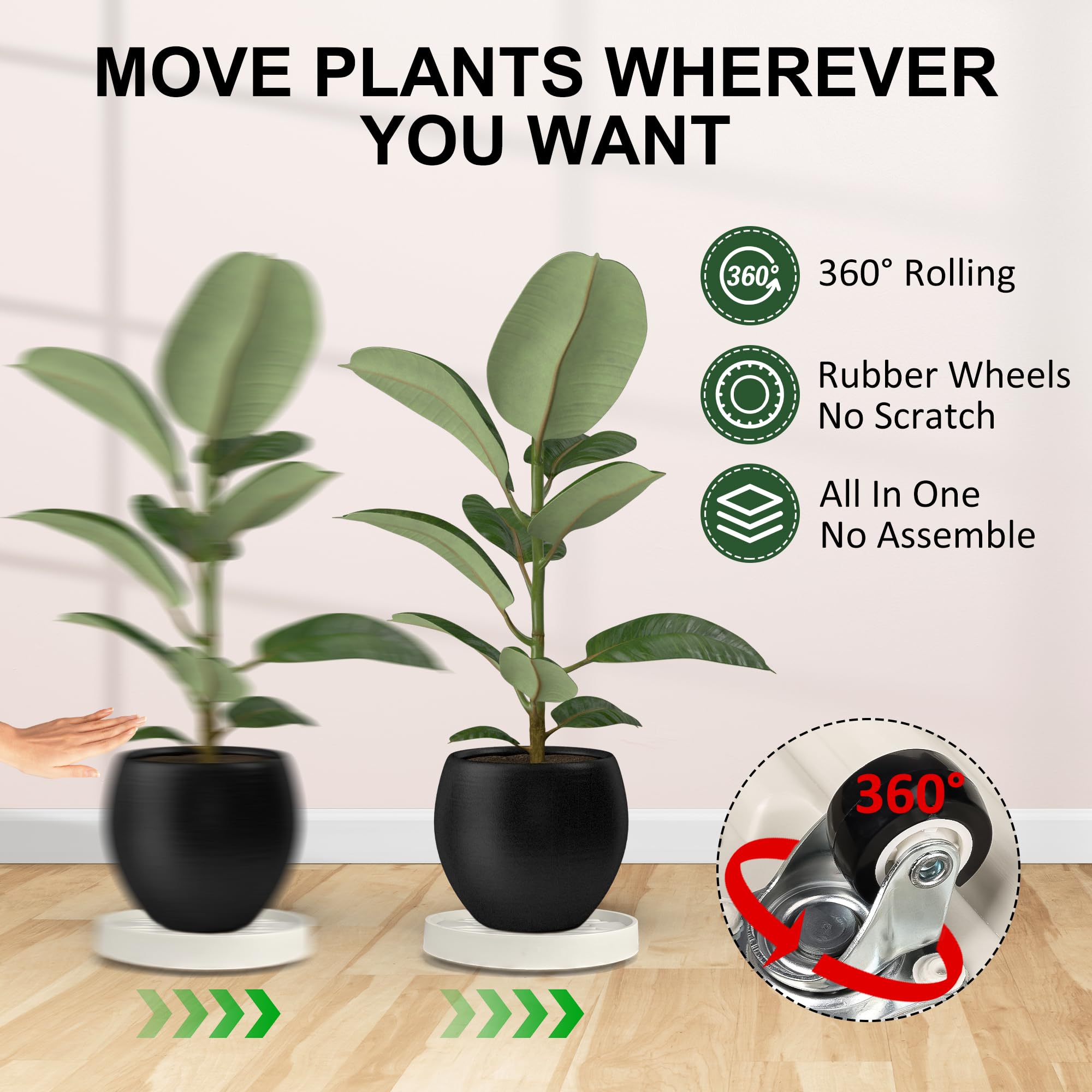 Dcpes invisible casters protect floors while moving pots quietly.