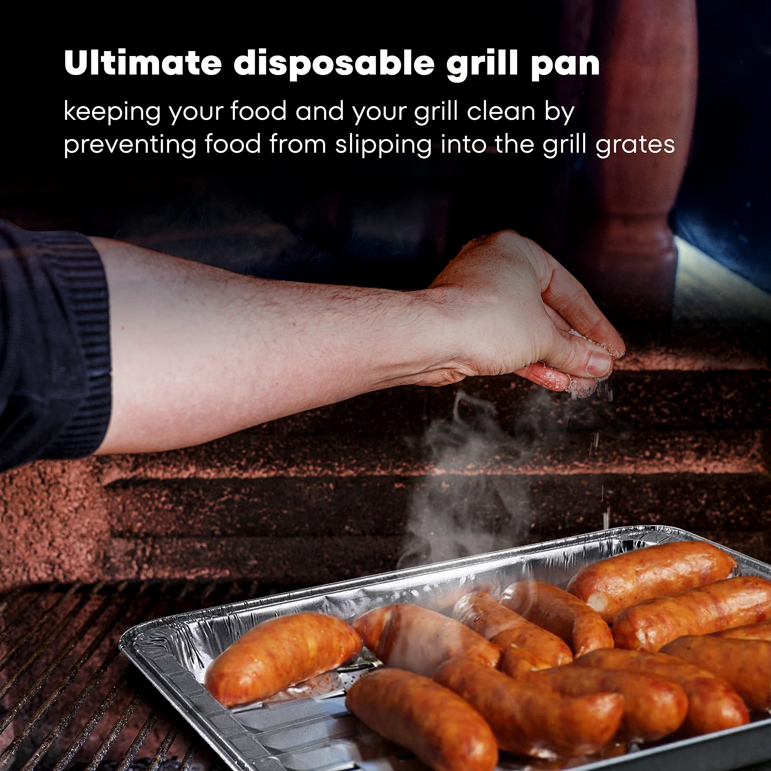 DCS Deals disposable pans simplify cleanup after outdoor barbecues.