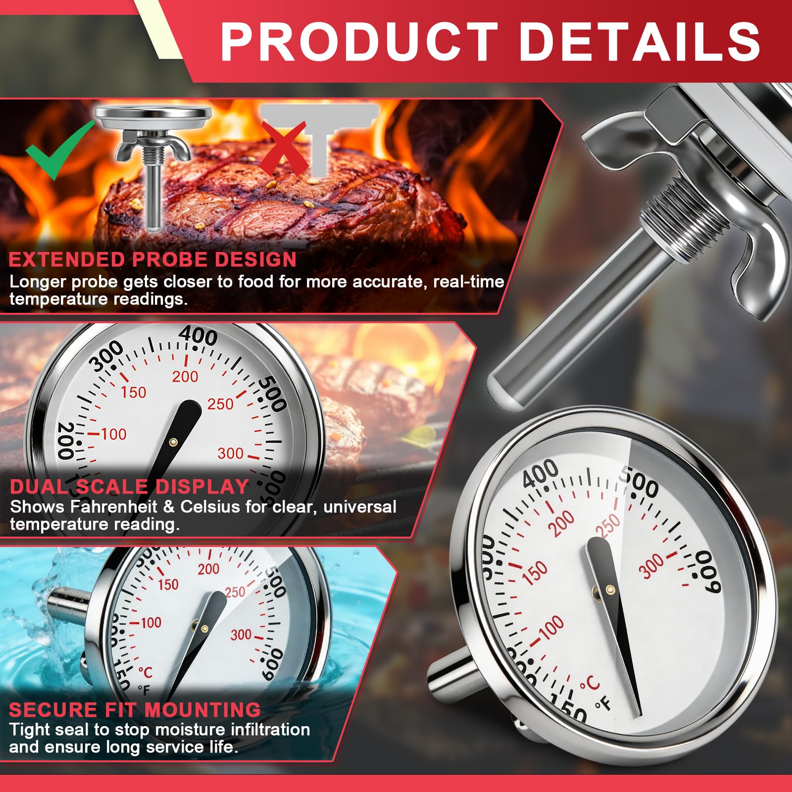 DcYourHome 1-3-4in diameter dial fits Weber lids securely.