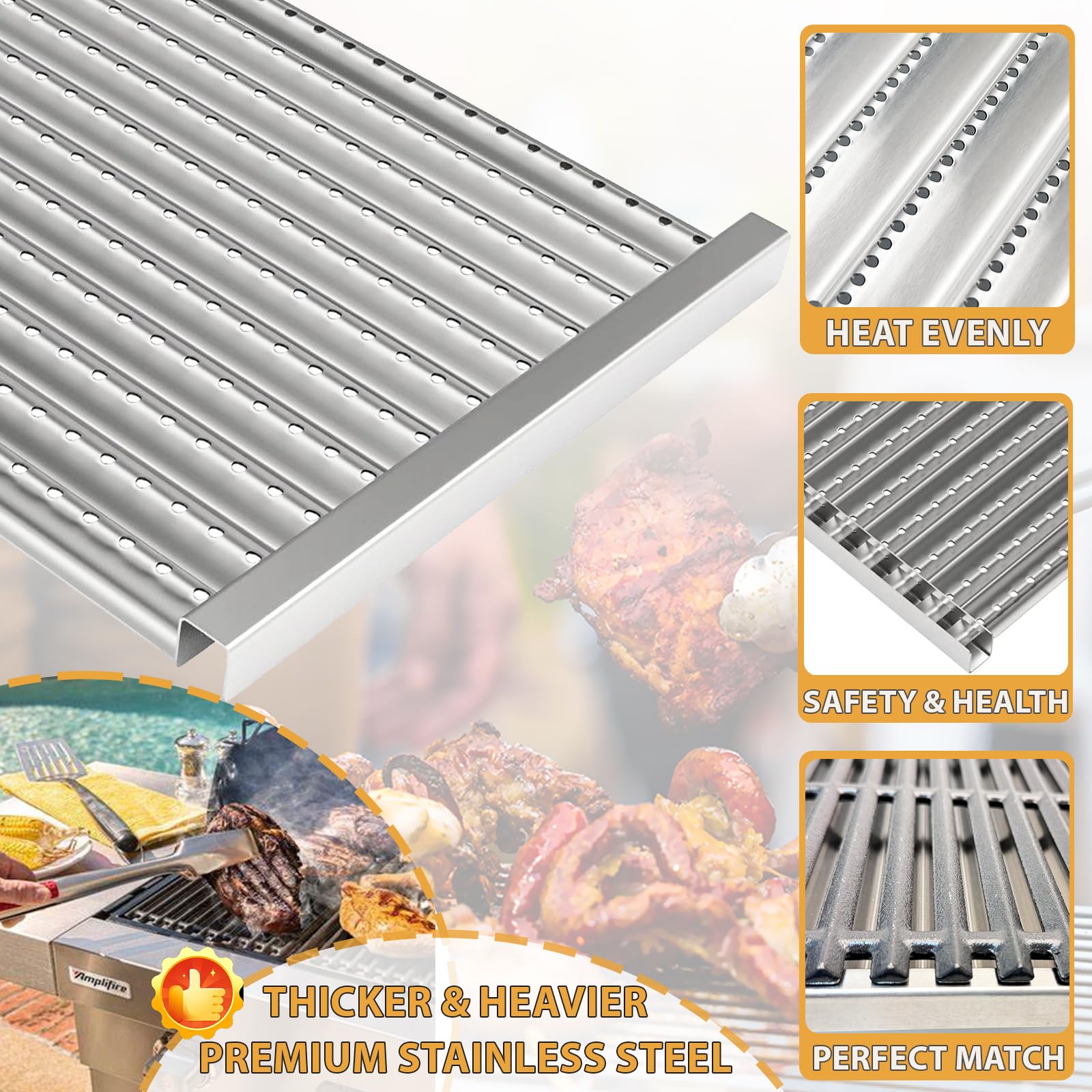 DcYourHome three-pack plates fit Char-Broil commercial-series replacements.