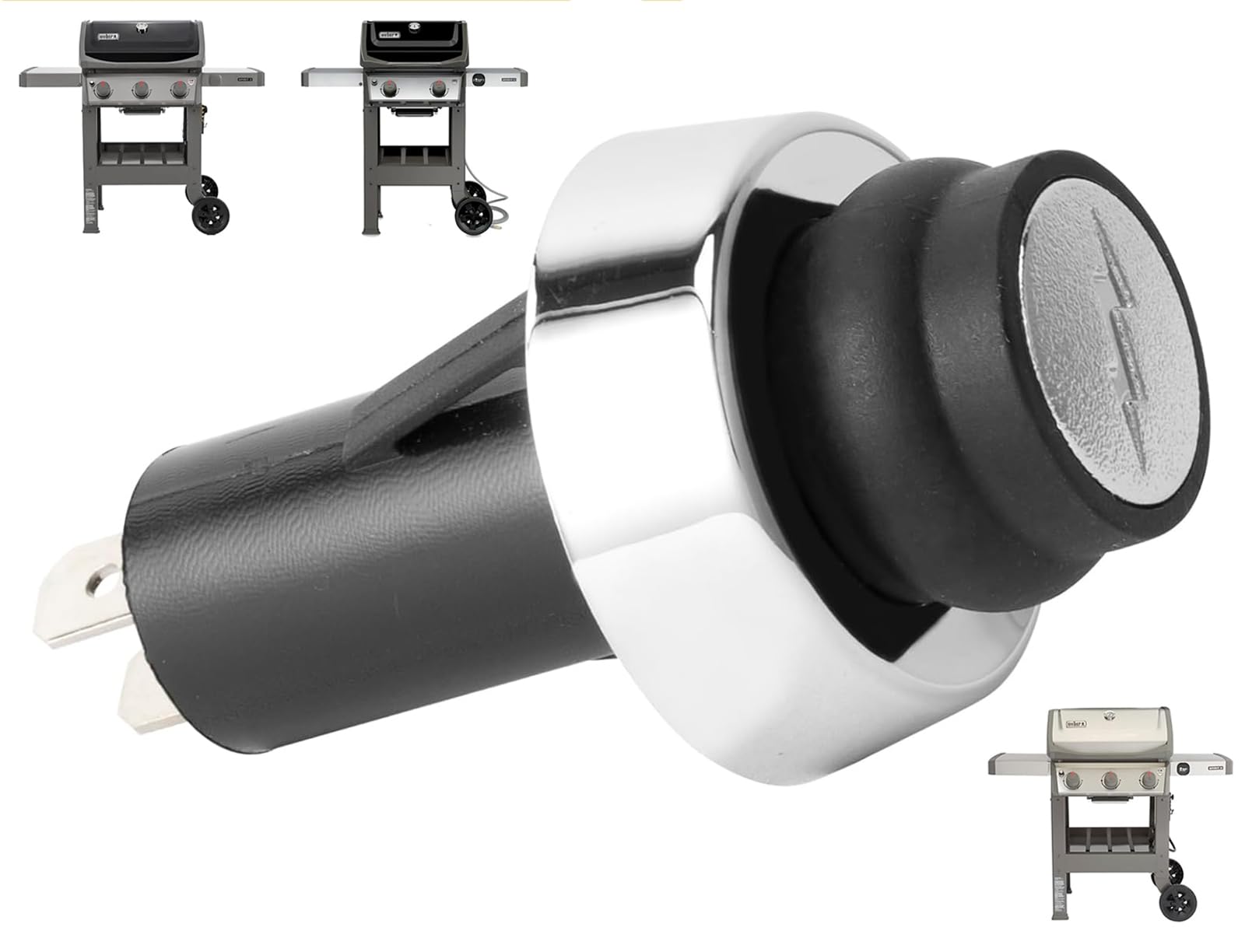 DcYourHome 66220 igniter button close-up for Weber, fast ignition and durability.