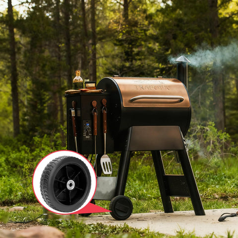 DcYourHome All-weather smoker wheel designed for long-lasting outdoor grilling.