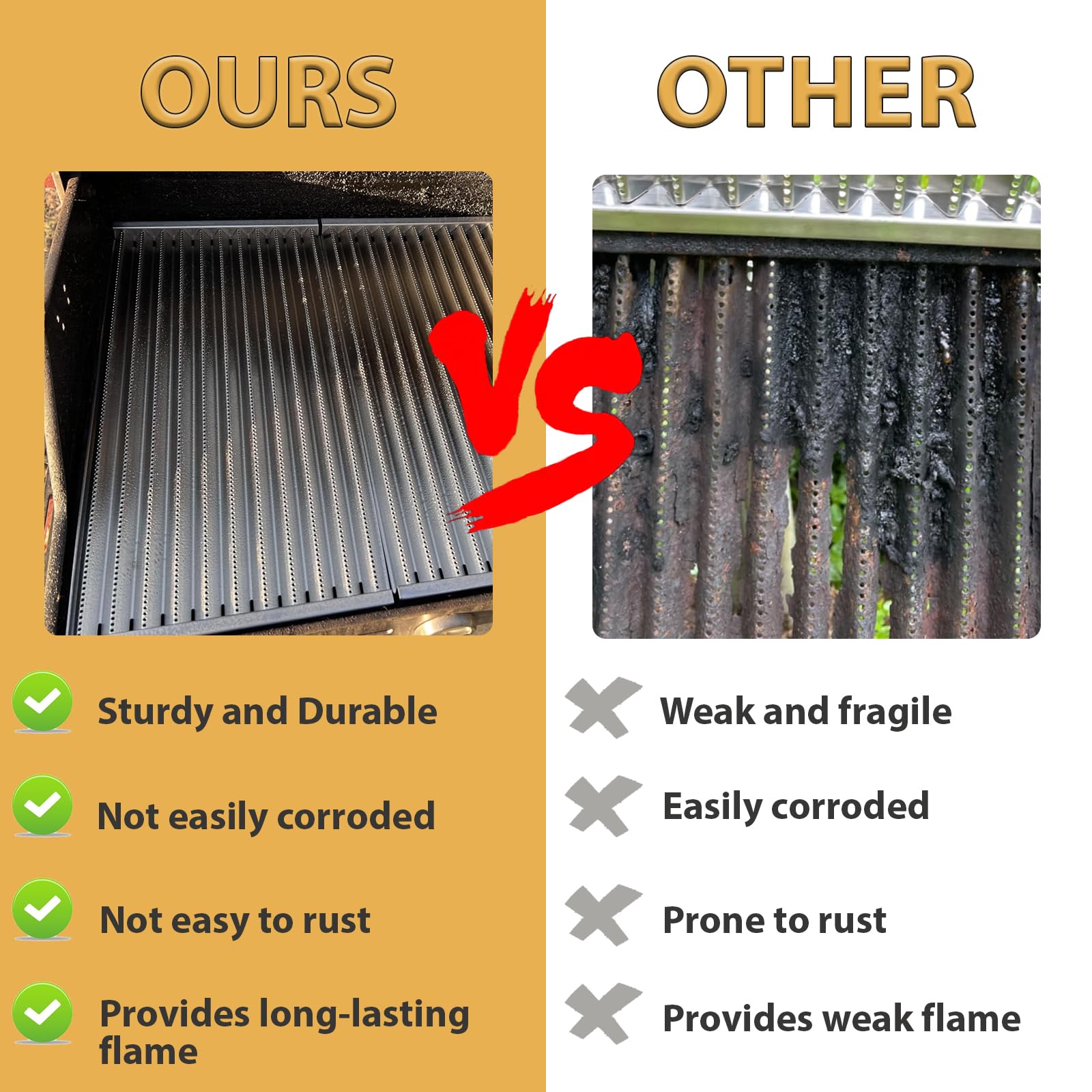 Stainless 304 steel construction resists warping for consistent grilling performance.
