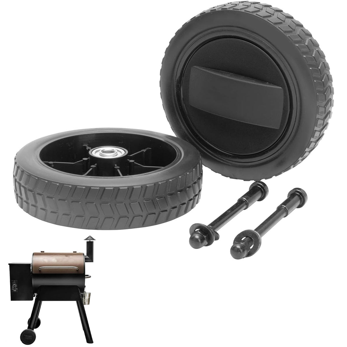 DcYourHome Traeger wheel 7in HDW332 close-up for smooth patio mobility.