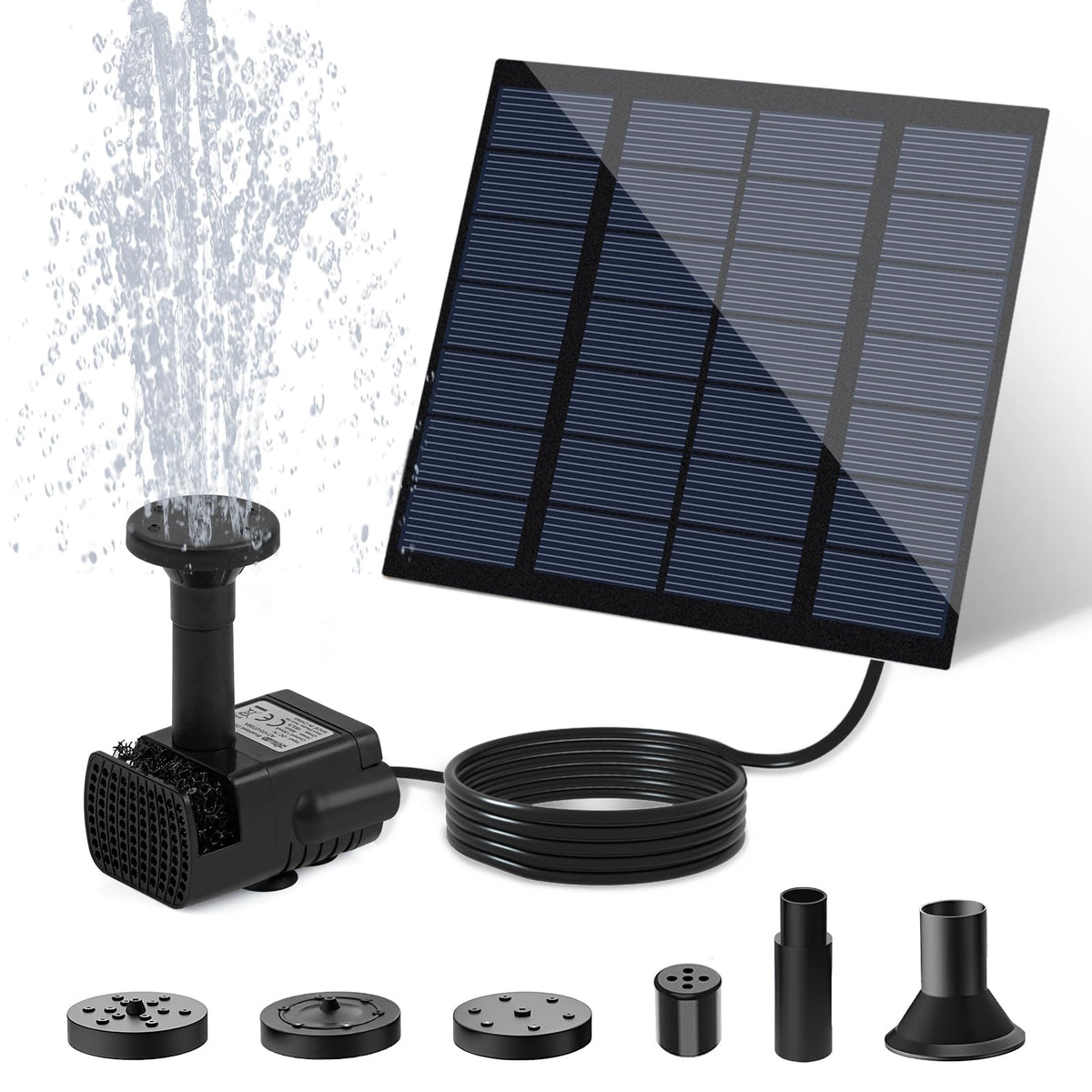 DDcafor solar panel kit in bright sun powering a fountain