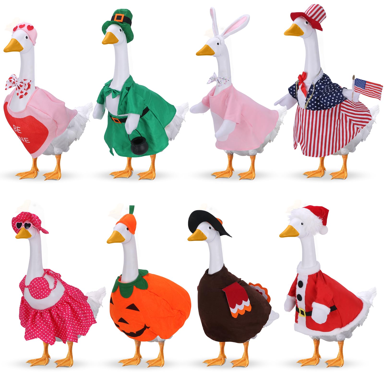 Ddeetodu porch goose outfits 8-set package boosts curb appeal for holidays.