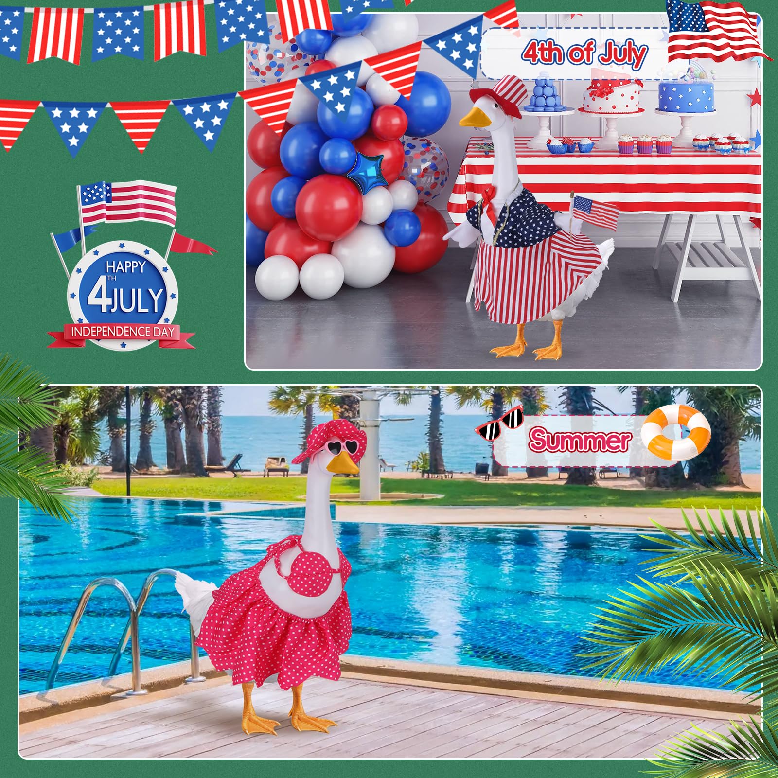 Ddeetodu universal-fit porch goose costumes fit most 23-inch statues.