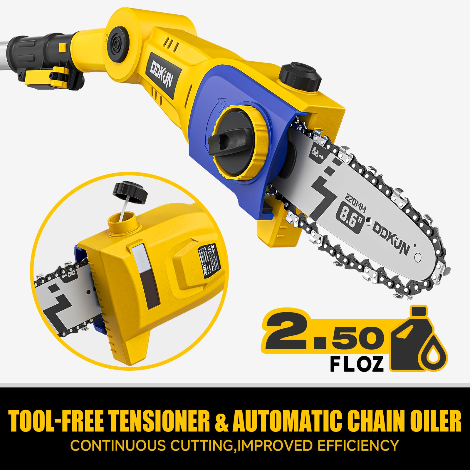 DDKUN tool-free chain tensioning feature for quick adjustments.