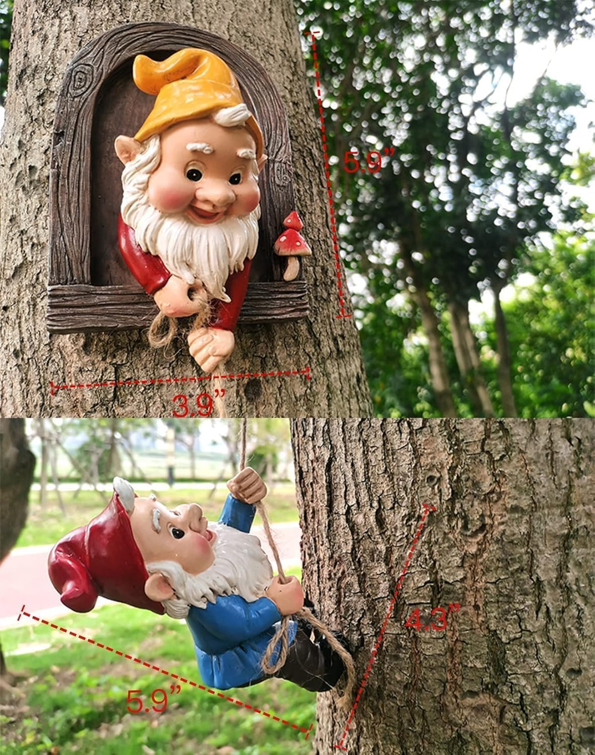 DDLUZQual hand-painted 3D gnome tree-face adds depth and whimsy to landscapes