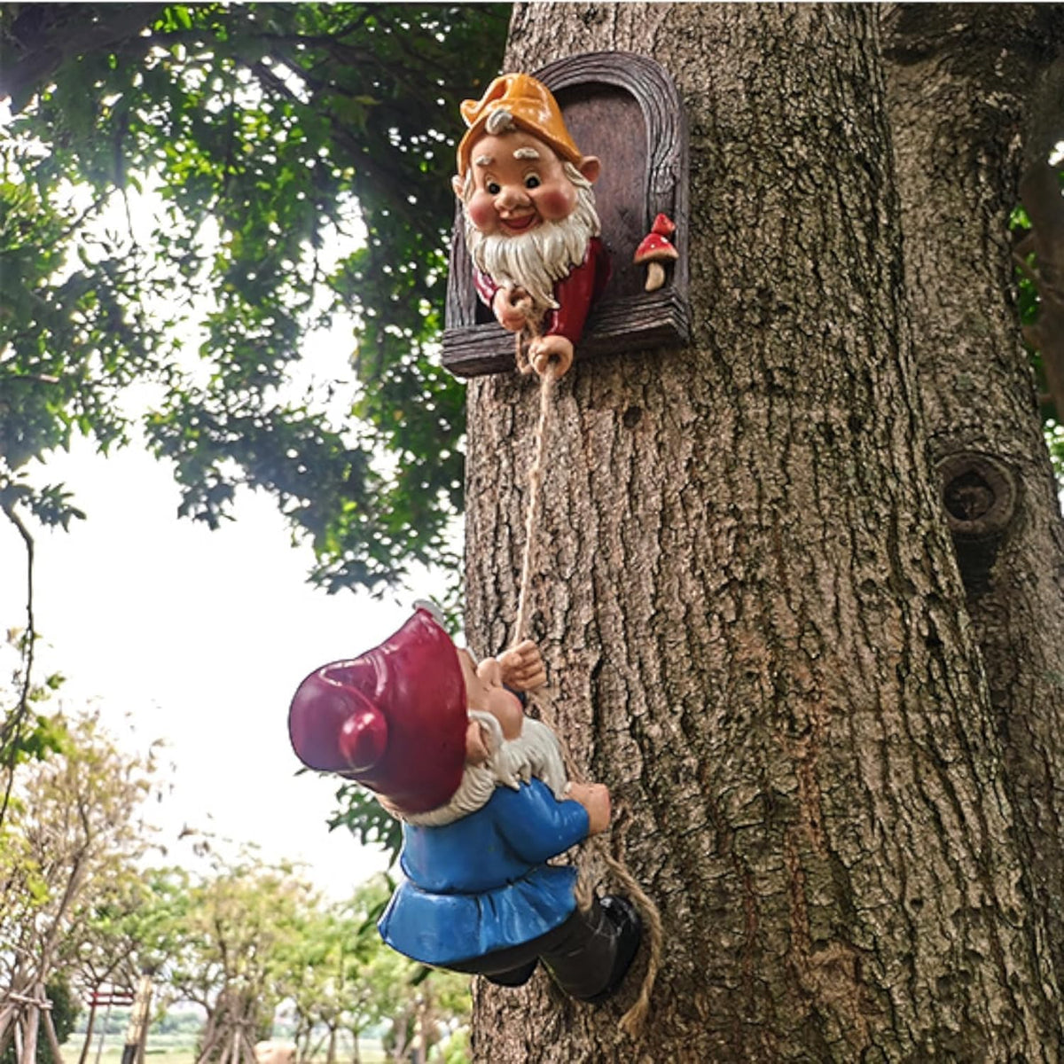 DDLUZQual Climbing Gnomes Tree Faces Decor — Outdoor Gnome Garden Stat ...