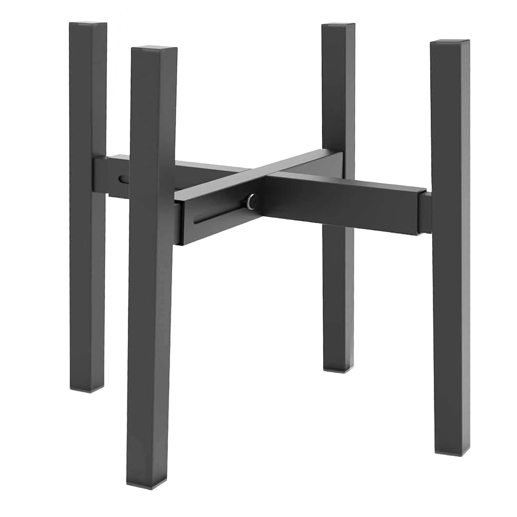 DDPow heavy plant stand side view shows sturdy steel frame and wide pot compatibility