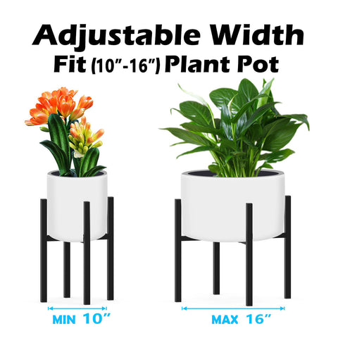 DDPow heavy plant stand front view highlights adjustable frame for 10-16 inch pots