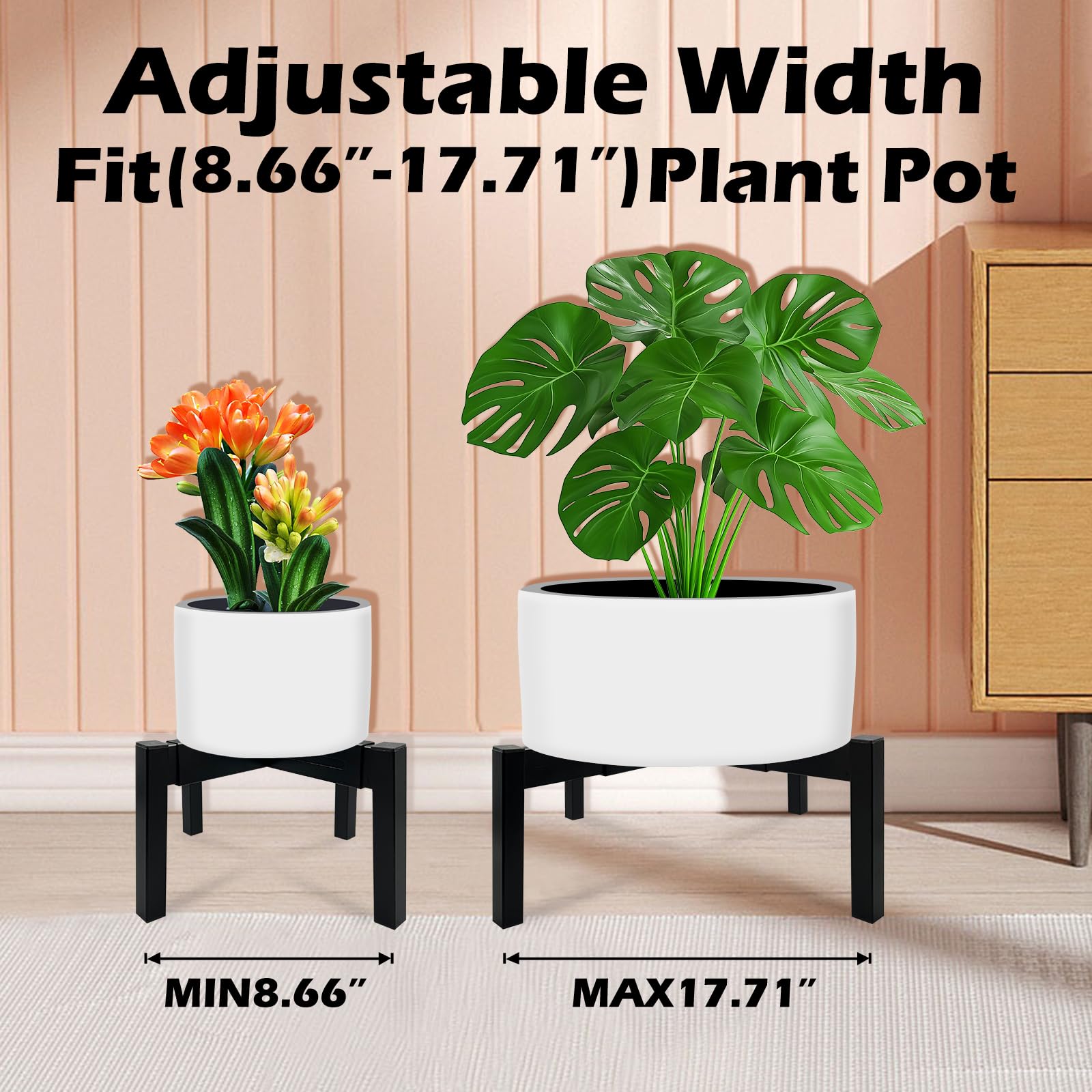 DDPow stand demonstrates adjustable range for 5-10 inch pots for versatility.