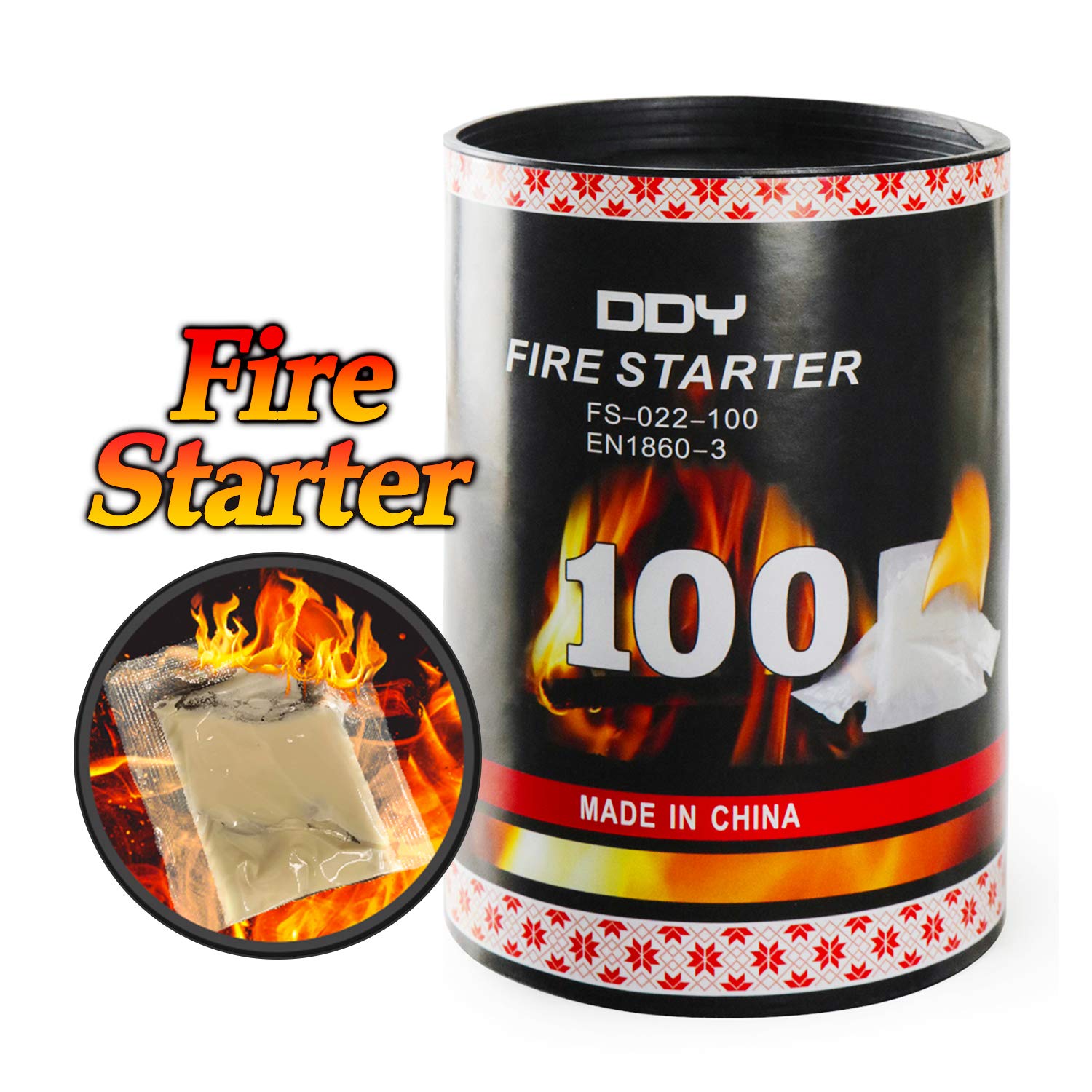 DDY quick fire starters 100-pack for fast wood fire ignition.