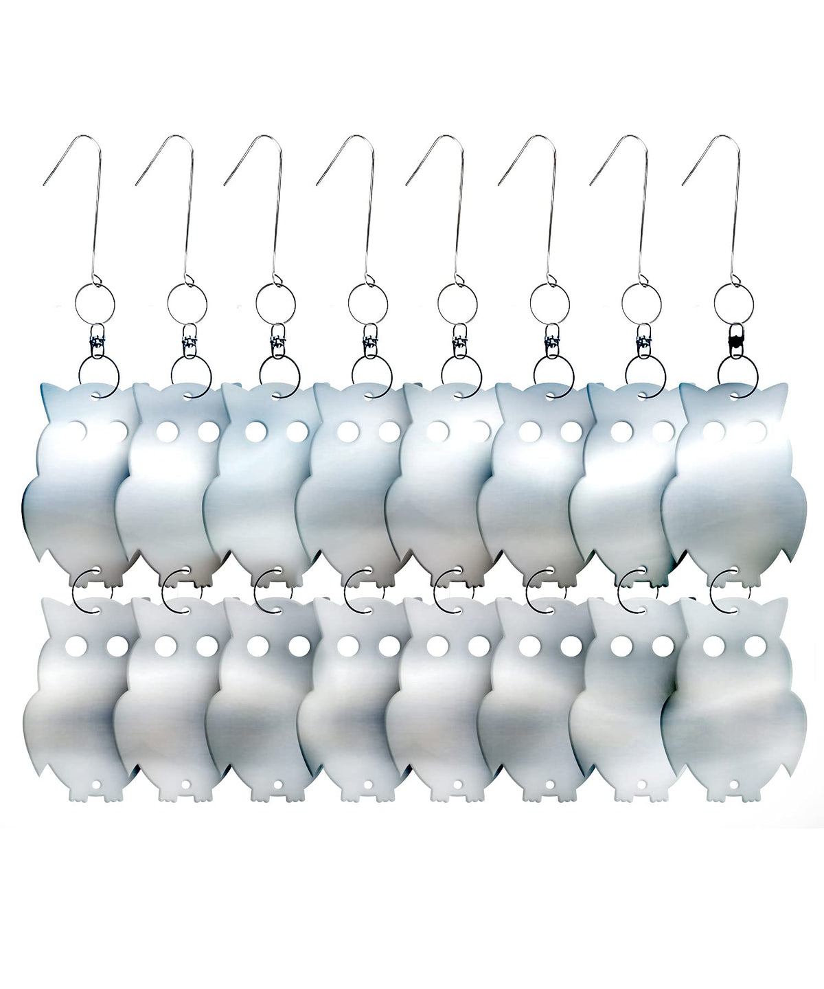 De-Bird acrylic reflective owl decoy shines in sunlight to deter birds from patios.