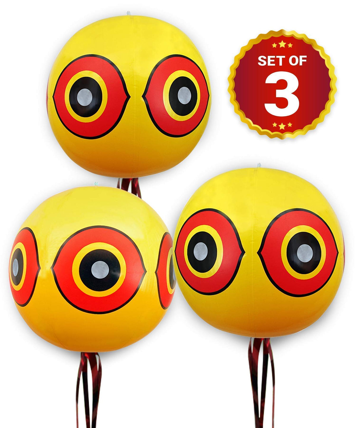 De-Bird neon pool deterrent balloon deters birds around water features.