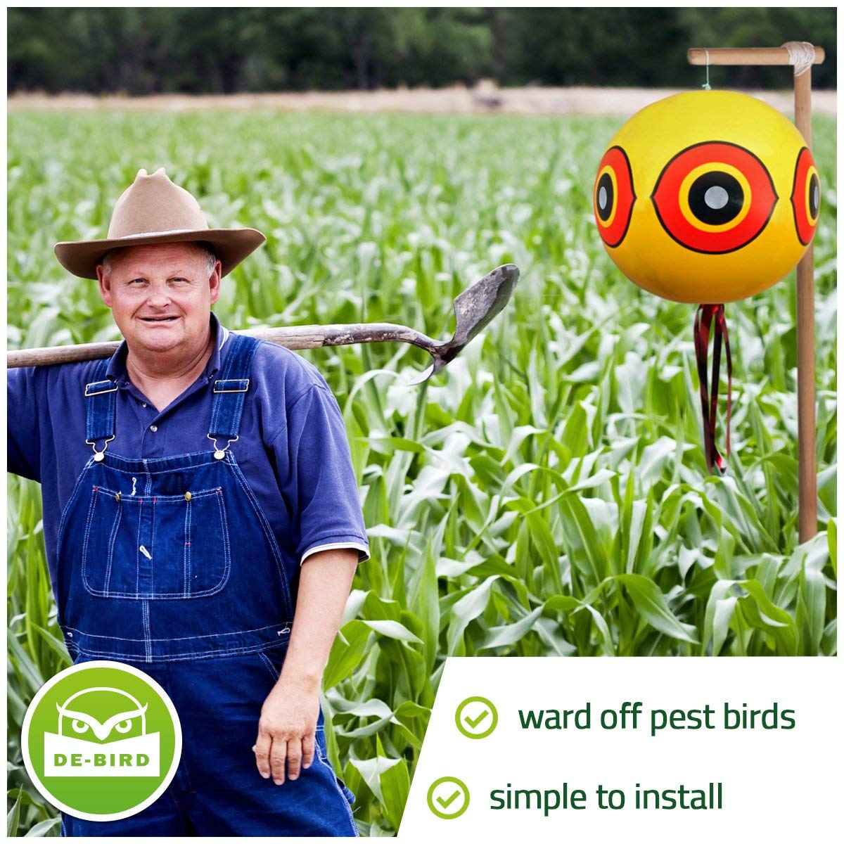 De-Bird weatherproof balloon endures outdoor conditions around spaces.