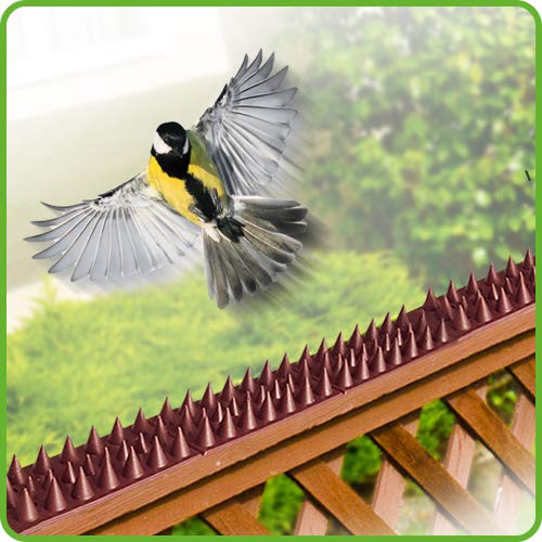 De-Bird flexible spike strips adjusted for a custom fence fit.