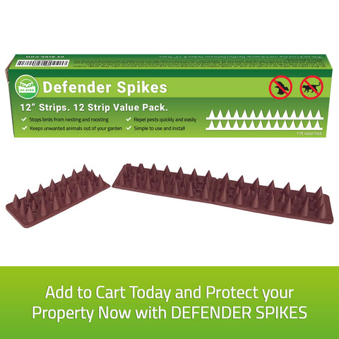De-Bird bird spikes provide discreet outdoor animal deterrence.