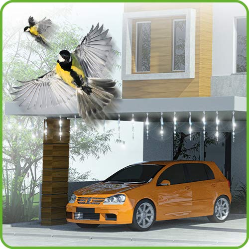 De-Bird wind-resistant acrylic rod system deters birds in windy spaces.