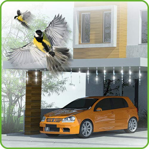 De-Bird wind-resistant acrylic rod system deters birds in windy spaces.