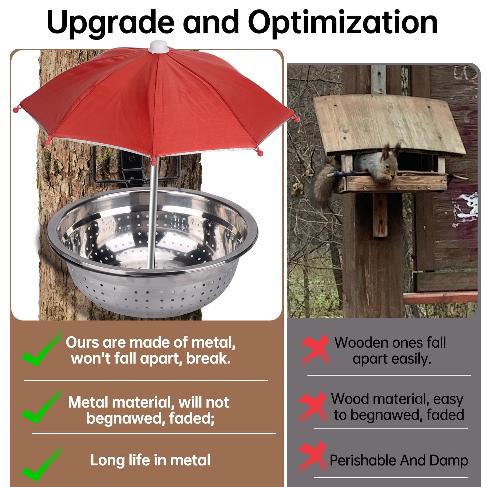 DEALSGOGO feeder mounted on a tree, quick two-screw installation